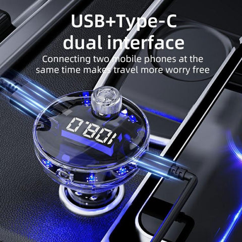 C10 USB / Type-C Multifunctional Car MP3 Player BT Hands-Free FM Transmitter Car Charger, C10
