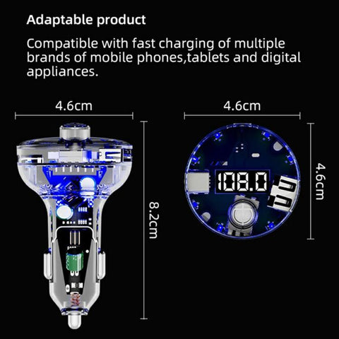 C10 USB / Type-C Multifunctional Car MP3 Player BT Hands-Free FM Transmitter Car Charger, C10