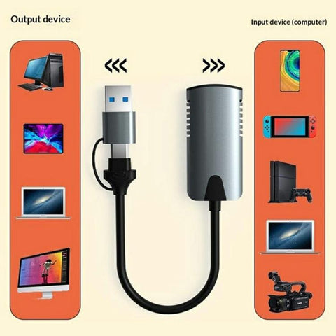 HU-04A 1080P 60Hz HDMI to Type-C / USB 2 in 1 Video Capture Card, HU-04A