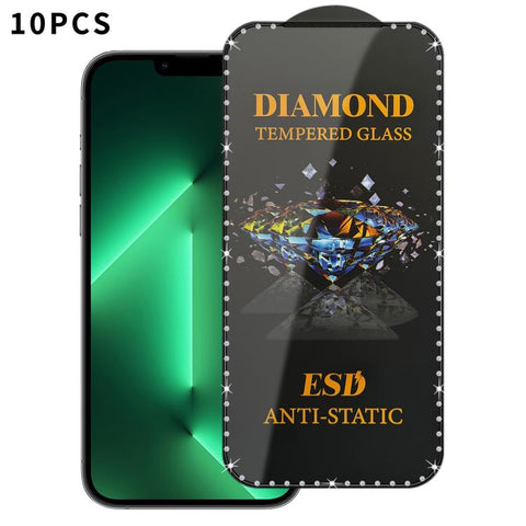 10pcs Full-Screen Diamond-Studded Silkscreen High-Definition Anti-Static Tempered Glass Film, For iPhone 18 Pro / 17 Pro, For iPhone 18 Pro Max / 17 Pro Max, For iPhone 17, For iPhone Air, For iPhone 16 Pro Max, For iPhone 16 Pro, For iPhone 16 Plus   ...