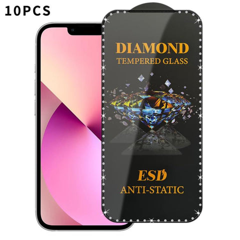 10pcs Full-Screen Diamond-Studded Silkscreen High-Definition Anti-Static Tempered Glass Film, For iPhone 18 Pro / 17 Pro, For iPhone 18 Pro Max / 17 Pro Max, For iPhone 17, For iPhone Air, For iPhone 16 Pro Max, For iPhone 16 Pro, For iPhone 16 Plus   ...