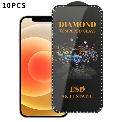 10pcs Full-Screen Diamond-Studded Silkscreen High-Definition Anti-Static Tempered Glass Film, For iPhone 18 Pro / 17 Pro, For iPhone 18 Pro Max / 17 Pro Max, For iPhone 17, For iPhone Air, For iPhone 16 Pro Max, For iPhone 16 Pro, For iPhone 16 Plus   ...