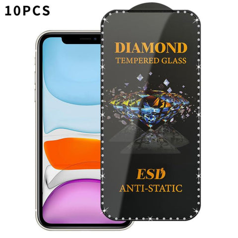 10pcs Full-Screen Diamond-Studded Silkscreen High-Definition Anti-Static Tempered Glass Film, For iPhone 18 Pro / 17 Pro, For iPhone 18 Pro Max / 17 Pro Max, For iPhone 17, For iPhone Air, For iPhone 16 Pro Max, For iPhone 16 Pro, For iPhone 16 Plus   ...