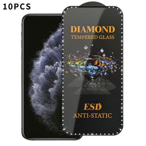 10pcs Full-Screen Diamond-Studded Silkscreen High-Definition Anti-Static Tempered Glass Film, For iPhone 18 Pro / 17 Pro, For iPhone 18 Pro Max / 17 Pro Max, For iPhone 17, For iPhone Air, For iPhone 16 Pro Max, For iPhone 16 Pro, For iPhone 16 Plus   ...
