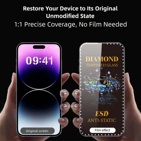 10pcs Full-Screen Diamond-Studded Silkscreen High-Definition Anti-Static Tempered Glass Film, For iPhone 18 Pro / 17 Pro, For iPhone 18 Pro Max / 17 Pro Max, For iPhone 17, For iPhone Air, For iPhone 16 Pro Max, For iPhone 16 Pro, For iPhone 16 Plus   ...