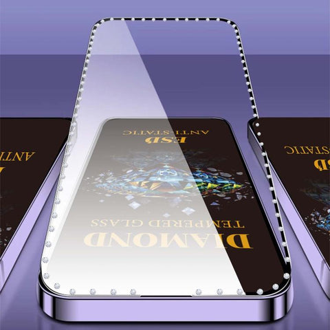 10pcs Full-Screen Diamond-Studded Silkscreen High-Definition Anti-Static Tempered Glass Film, For iPhone 18 Pro / 17 Pro, For iPhone 18 Pro Max / 17 Pro Max, For iPhone 17, For iPhone Air, For iPhone 16 Pro Max, For iPhone 16 Pro, For iPhone 16 Plus   ...