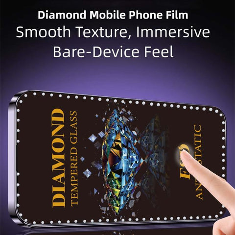 10pcs Full-Screen Diamond-Studded Silkscreen High-Definition Anti-Static Tempered Glass Film, For iPhone 18 Pro / 17 Pro, For iPhone 18 Pro Max / 17 Pro Max, For iPhone 17, For iPhone Air, For iPhone 16 Pro Max, For iPhone 16 Pro, For iPhone 16 Plus   ...