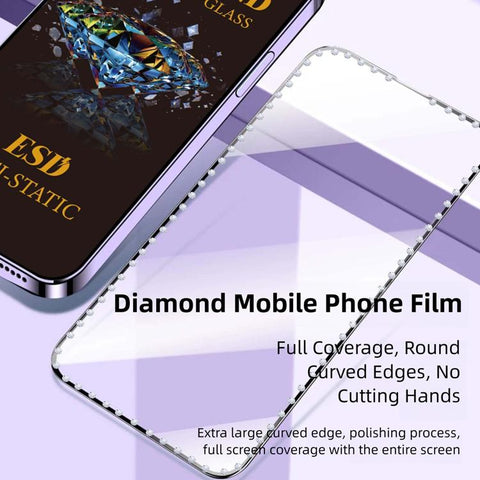 10pcs Full-Screen Diamond-Studded Silkscreen High-Definition Anti-Static Tempered Glass Film, For iPhone 18 Pro / 17 Pro, For iPhone 18 Pro Max / 17 Pro Max, For iPhone 17, For iPhone Air, For iPhone 16 Pro Max, For iPhone 16 Pro, For iPhone 16 Plus   ...