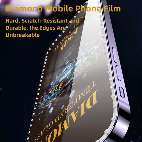 10pcs Full-Screen Diamond-Studded Silkscreen High-Definition Anti-Static Tempered Glass Film, For iPhone 18 Pro / 17 Pro, For iPhone 18 Pro Max / 17 Pro Max, For iPhone 17, For iPhone Air, For iPhone 16 Pro Max, For iPhone 16 Pro, For iPhone 16 Plus   ...