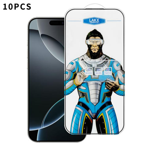 10pcs Blue Gorilla Anti-fingerprint Anti-static Silk Screen HD Electroplated Tempered Glass Film, For iPhone 18 Pro / 17 Pro, For iPhone 18 Pro Max / 17 Pro Max, For iPhone 17e, For iPhone 17, For iPhone Air, For iPhone 16e, For iPhone 16 Pro Max      ...
