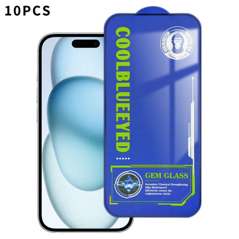10pcs CoolBlueEyed Dustproof Mesh Anti-Static Silk Screen HD Tempered Glass Film, For iPhone 18 Pro / 17 Pro, For iPhone 18 Pro Max / 17 Pro Max, For iPhone 17, For iPhone Air, For iPhone 16 Pro Max, For iPhone 16 Pro, For iPhone 16 Plus, For iPhone 16...