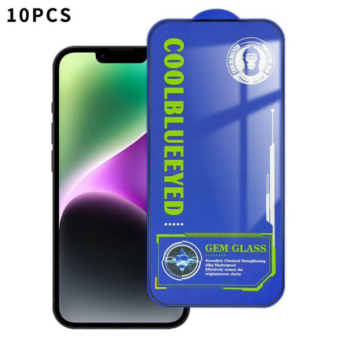 10pcs CoolBlueEyed Dustproof Mesh Anti-Static Silk Screen HD Tempered Glass Film, For iPhone 18 Pro / 17 Pro, For iPhone 18 Pro Max / 17 Pro Max, For iPhone 17, For iPhone Air, For iPhone 16 Pro Max, For iPhone 16 Pro, For iPhone 16 Plus, For iPhone 16...