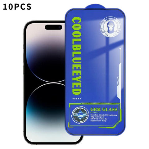 10pcs CoolBlueEyed Dustproof Mesh Anti-Static Silk Screen HD Tempered Glass Film, For iPhone 18 Pro / 17 Pro, For iPhone 18 Pro Max / 17 Pro Max, For iPhone 17, For iPhone Air, For iPhone 16 Pro Max, For iPhone 16 Pro, For iPhone 16 Plus, For iPhone 16...