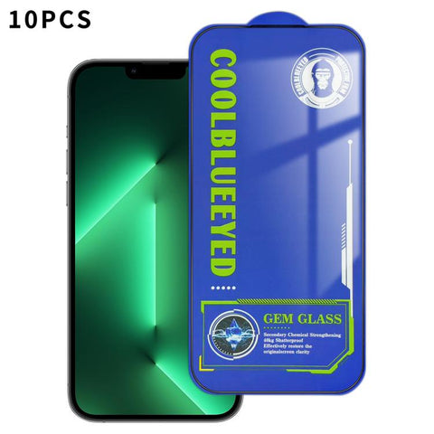 10pcs CoolBlueEyed Dustproof Mesh Anti-Static Silk Screen HD Tempered Glass Film, For iPhone 18 Pro / 17 Pro, For iPhone 18 Pro Max / 17 Pro Max, For iPhone 17, For iPhone Air, For iPhone 16 Pro Max, For iPhone 16 Pro, For iPhone 16 Plus, For iPhone 16...
