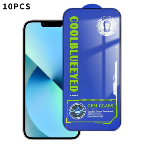10pcs CoolBlueEyed Dustproof Mesh Anti-Static Silk Screen HD Tempered Glass Film, For iPhone 18 Pro / 17 Pro, For iPhone 18 Pro Max / 17 Pro Max, For iPhone 17, For iPhone Air, For iPhone 16 Pro Max, For iPhone 16 Pro, For iPhone 16 Plus, For iPhone 16...
