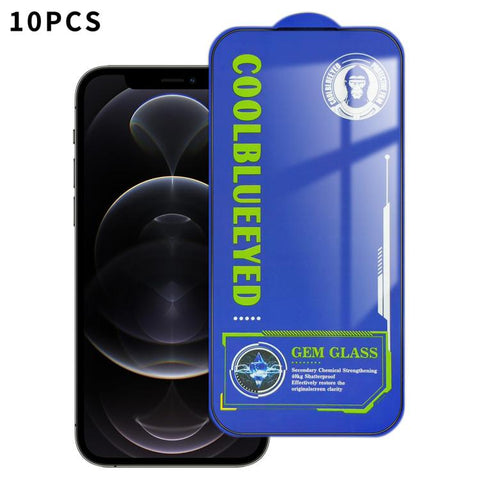 10pcs CoolBlueEyed Dustproof Mesh Anti-Static Silk Screen HD Tempered Glass Film, For iPhone 18 Pro / 17 Pro, For iPhone 18 Pro Max / 17 Pro Max, For iPhone 17, For iPhone Air, For iPhone 16 Pro Max, For iPhone 16 Pro, For iPhone 16 Plus, For iPhone 16...