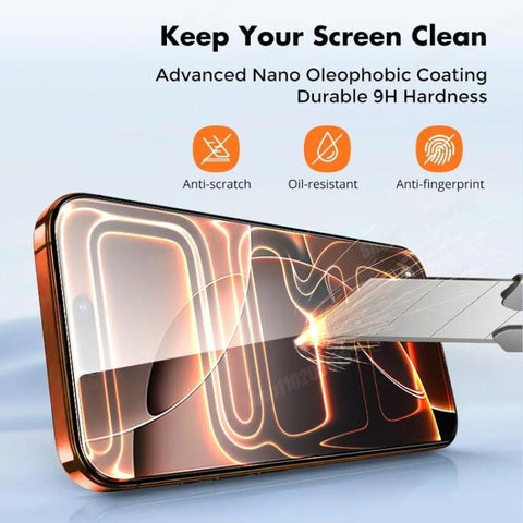 10pcs CoolBlueEyed Dustproof Mesh Anti-Static Silk Screen HD Tempered Glass Film, For iPhone 18 Pro / 17 Pro, For iPhone 18 Pro Max / 17 Pro Max, For iPhone 17, For iPhone Air, For iPhone 16 Pro Max, For iPhone 16 Pro, For iPhone 16 Plus, For iPhone 16...