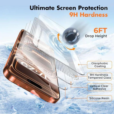 10pcs CoolBlueEyed Dustproof Mesh Anti-Static Silk Screen HD Tempered Glass Film, For iPhone 18 Pro / 17 Pro, For iPhone 18 Pro Max / 17 Pro Max, For iPhone 17, For iPhone Air, For iPhone 16 Pro Max, For iPhone 16 Pro, For iPhone 16 Plus, For iPhone 16...