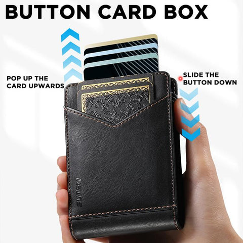Suteni Oil Wax Pattern Multi-Card Slot Wallet Card Holder