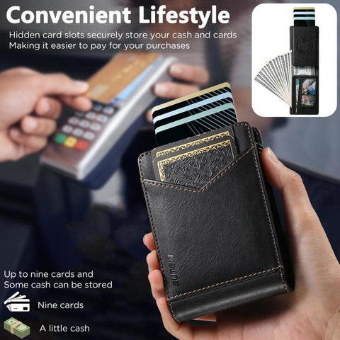 Suteni Oil Wax Pattern Multi-Card Slot Wallet Card Holder