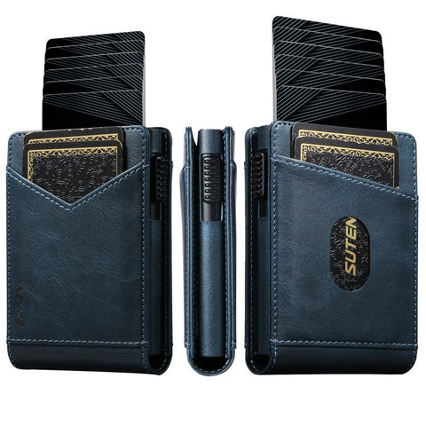 Suteni Oil Wax Pattern Multi-Card Slot Wallet Card Holder