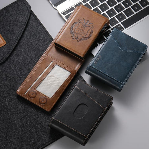 Suteni Oil Wax Pattern Multi-Card Slot Wallet Card Holder
