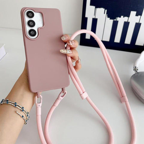 Candy Silicone Shockproof Phone Case with 7mm Crossbody Lanyard, For Samsung Galaxy S26+ 5G, For Samsung Galaxy S25 Edge  5G, For samsung Galaxy S26 Ultra 5G, For Samsung Galaxy S26 5G, For Samsung Galaxy S25 FE 5G, For Samsung Galaxy A17 5G