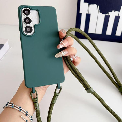 Candy Silicone Shockproof Phone Case with 7mm Crossbody Lanyard, For Samsung Galaxy S26+ 5G, For Samsung Galaxy S25 Edge  5G, For samsung Galaxy S26 Ultra 5G, For Samsung Galaxy S26 5G, For Samsung Galaxy S25 FE 5G, For Samsung Galaxy A17 5G