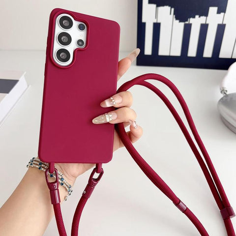 Candy Silicone Shockproof Phone Case with 7mm Crossbody Lanyard, For Samsung Galaxy S26+ 5G, For Samsung Galaxy S25 Edge  5G, For samsung Galaxy S26 Ultra 5G, For Samsung Galaxy S26 5G, For Samsung Galaxy S25 FE 5G, For Samsung Galaxy A17 5G