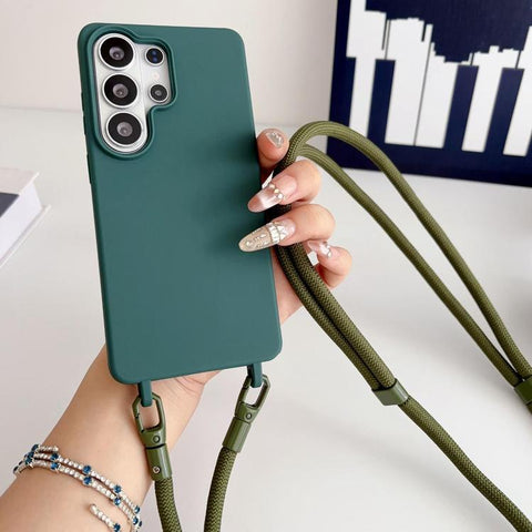 Candy Silicone Shockproof Phone Case with 7mm Crossbody Lanyard, For Samsung Galaxy S26+ 5G, For Samsung Galaxy S25 Edge  5G, For samsung Galaxy S26 Ultra 5G, For Samsung Galaxy S26 5G, For Samsung Galaxy S25 FE 5G, For Samsung Galaxy A17 5G