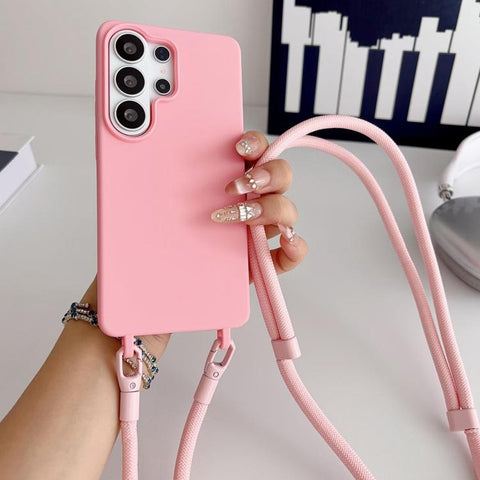 Candy Silicone Shockproof Phone Case with 7mm Crossbody Lanyard, For Samsung Galaxy S26+ 5G, For Samsung Galaxy S25 Edge  5G, For samsung Galaxy S26 Ultra 5G, For Samsung Galaxy S26 5G, For Samsung Galaxy S25 FE 5G, For Samsung Galaxy A17 5G