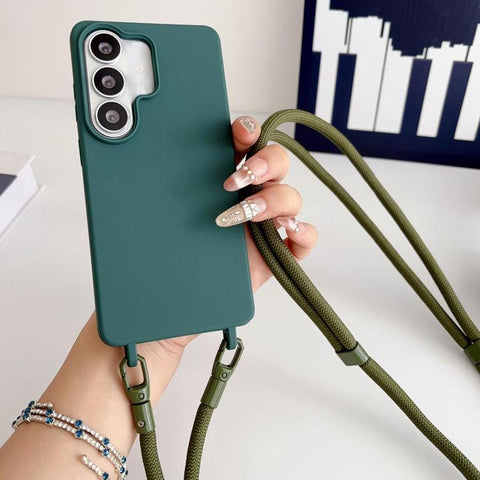 Candy Silicone Shockproof Phone Case with 7mm Crossbody Lanyard, For Samsung Galaxy S26+ 5G, For Samsung Galaxy S25 Edge  5G, For samsung Galaxy S26 Ultra 5G, For Samsung Galaxy S26 5G, For Samsung Galaxy S25 FE 5G, For Samsung Galaxy A17 5G