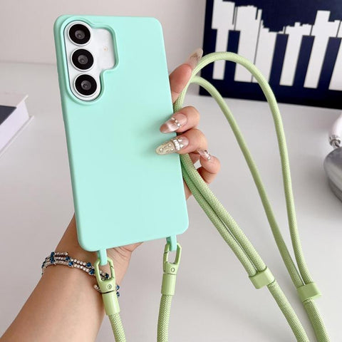 Candy Silicone Shockproof Phone Case with 7mm Crossbody Lanyard, For Samsung Galaxy S26+ 5G, For Samsung Galaxy S25 Edge  5G, For samsung Galaxy S26 Ultra 5G, For Samsung Galaxy S26 5G, For Samsung Galaxy S25 FE 5G, For Samsung Galaxy A17 5G
