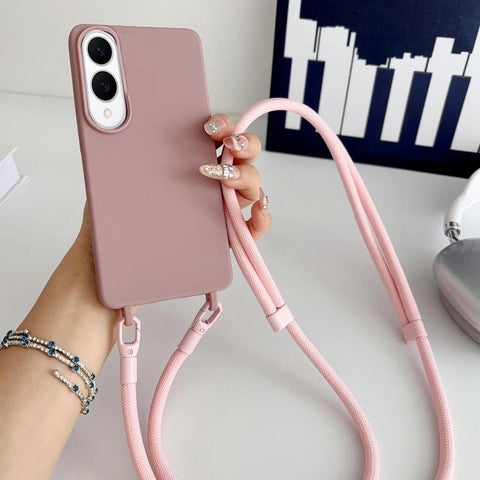 Candy Silicone Shockproof Phone Case with 7mm Crossbody Lanyard, For Samsung Galaxy S26+ 5G, For Samsung Galaxy S25 Edge  5G, For samsung Galaxy S26 Ultra 5G, For Samsung Galaxy S26 5G, For Samsung Galaxy S25 FE 5G, For Samsung Galaxy A17 5G