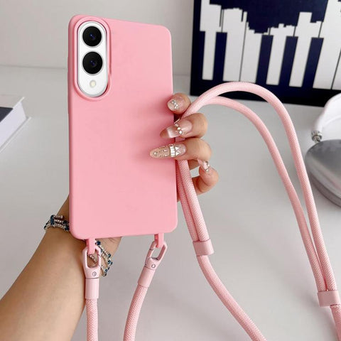 Candy Silicone Shockproof Phone Case with 7mm Crossbody Lanyard, For Samsung Galaxy S26+ 5G, For Samsung Galaxy S25 Edge  5G, For samsung Galaxy S26 Ultra 5G, For Samsung Galaxy S26 5G, For Samsung Galaxy S25 FE 5G, For Samsung Galaxy A17 5G