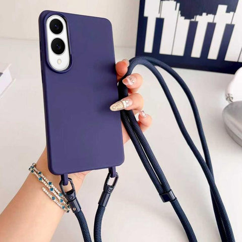 Candy Silicone Shockproof Phone Case with 7mm Crossbody Lanyard, For Samsung Galaxy S26+ 5G, For Samsung Galaxy S25 Edge  5G, For samsung Galaxy S26 Ultra 5G, For Samsung Galaxy S26 5G, For Samsung Galaxy S25 FE 5G, For Samsung Galaxy A17 5G