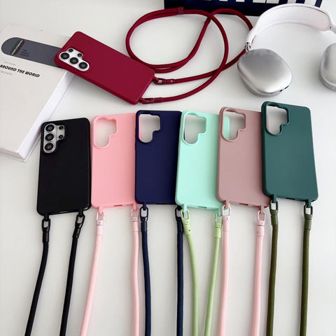 Candy Silicone Shockproof Phone Case with 7mm Crossbody Lanyard, For Samsung Galaxy S26+ 5G, For Samsung Galaxy S25 Edge  5G, For samsung Galaxy S26 Ultra 5G, For Samsung Galaxy S26 5G, For Samsung Galaxy S25 FE 5G, For Samsung Galaxy A17 5G