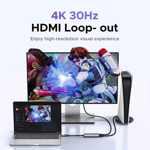 UGREEN CM726-25773 With 4K HD Loop Out USB A / USB C 2 in 1 2K / 30Hz Video Capture Card