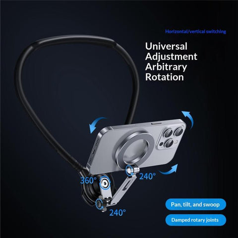 G03 360 Degree Rotation Magnetic Neck Phone Holder, Wearable POV Video Recording Bracket