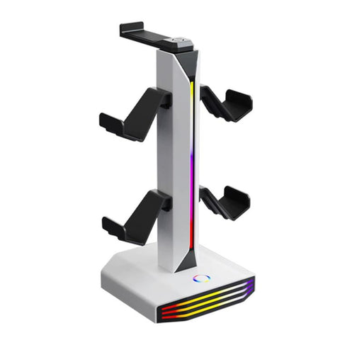 8006 USB Charging Ports 360 Degree Rotatable RGB Gaming Controller Holder Headphone Stand