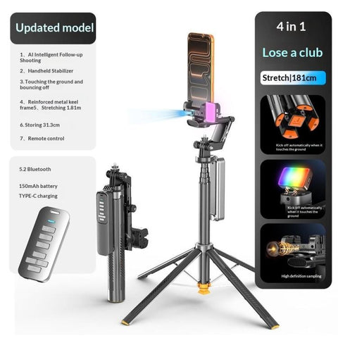 Q54 RGB Fill Light AI Gimbal Selfie Stick Face Tracking Magnetic Extendable Phone Tripod Stand, Q54