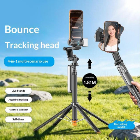 Q54 RGB Fill Light AI Gimbal Selfie Stick Face Tracking Magnetic Extendable Phone Tripod Stand, Q54