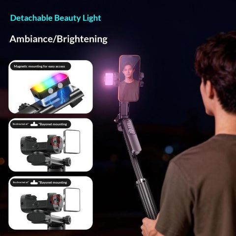 Q54 RGB Fill Light AI Gimbal Selfie Stick Face Tracking Magnetic Extendable Phone Tripod Stand, Q54