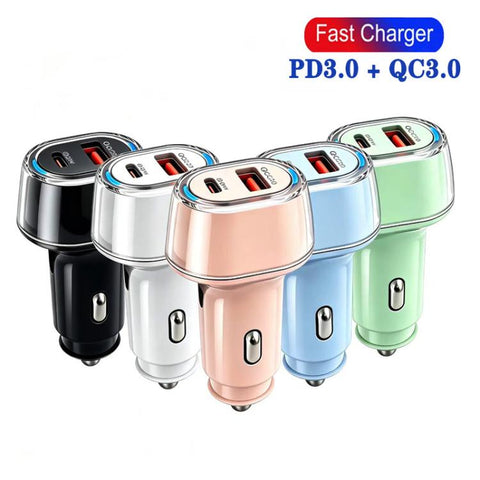 P78 55W PD3.0 / PPS + QC3.0 USB Macron Color Car Charger, without Cable