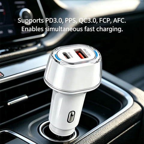 P78 55W PD3.0 / PPS + QC3.0 USB Macron Color Car Charger, without Cable