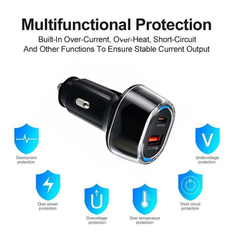 P78 55W PD3.0 / PPS + QC3.0 USB Macron Color Car Charger, without Cable