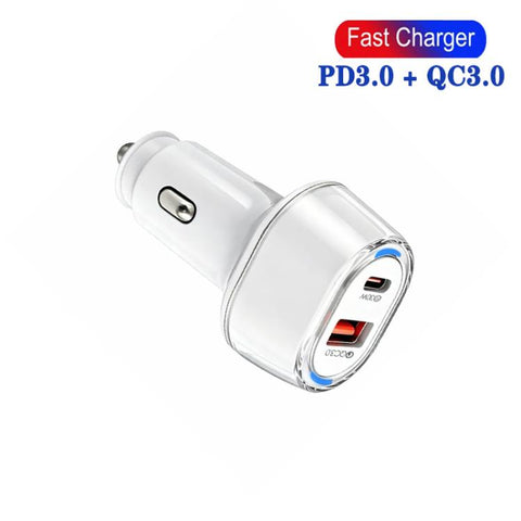 P78 55W PD3.0 + QC3.0 USB Car Charger with Type-C to 8 Pin / Type-C Data Cable, with Cable