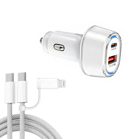 P78 55W PD3.0 + QC3.0 USB Car Charger with Type-C to 8 Pin / Type-C Data Cable, with Cable