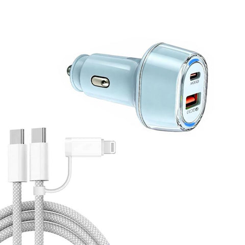 P78 55W PD3.0 + QC3.0 USB Car Charger with Type-C to 8 Pin / Type-C Data Cable, with Cable