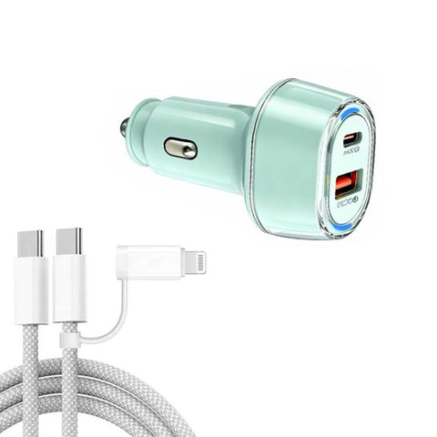 P78 55W PD3.0 + QC3.0 USB Car Charger with Type-C to 8 Pin / Type-C Data Cable, with Cable